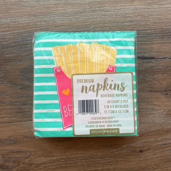 Design Focus “Fries Before Guys” Novelty Cocktail Napkins 40 count - Picture 3 of 5